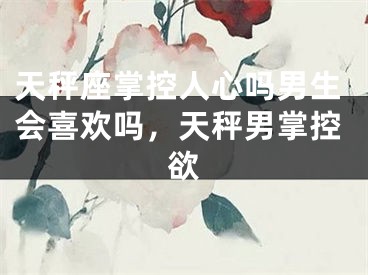 天秤座掌控人心吗男生会喜欢吗，天秤男掌控欲