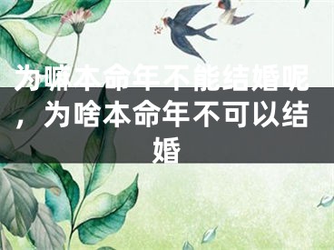 为嘛本命年不能结婚呢,为啥本命年不可以结婚