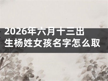 2026年六月十三出生杨姓女孩名字怎么取