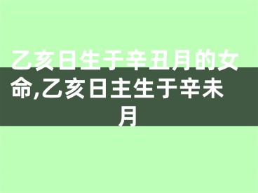乙亥日生于辛丑月的女命,乙亥日主生于辛未月