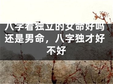 八字看独立的女命好吗还是男命,八字独才好不好