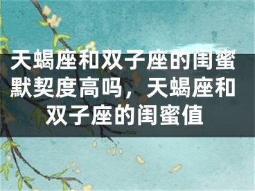 天蝎座和双子座的闺蜜默契度高吗，天蝎座和双子座的闺蜜值
