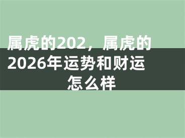 属虎的202，属虎的2026年运势和财运怎么样