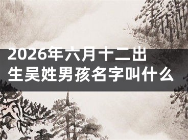 2026年六月十二出生吴姓男孩名字叫什么