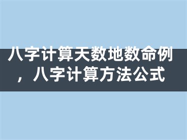 八字计算天数地数命例，八字计算方法公式
