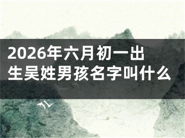 2026年六月初一出生吴姓男孩名字叫什么
