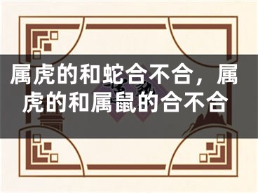 属虎的和蛇合不合,属虎的和属鼠的合不合