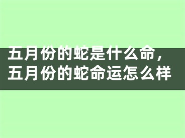 五月份的蛇是什么命，五月份的蛇命运怎么样