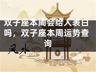 双子座本周会给人表白吗，双子座本周运势查询