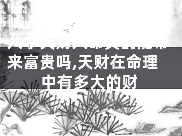 八字天财入命真的能带来富贵吗,天财在命理中有多大的财