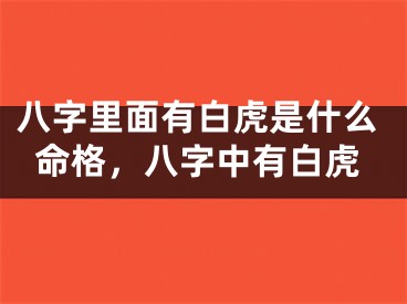 八字里面有白虎是什么命格，八字中有白虎