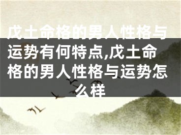 戊土命格的男人性格与运势有何特点,戊土命格的男人性格与运势怎么样