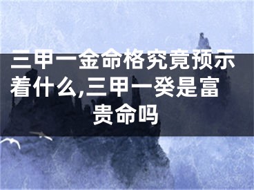 三甲一金命格究竟预示着什么,三甲一癸是富贵命吗