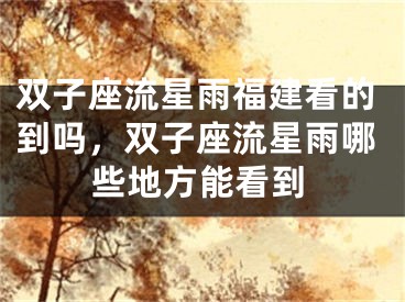 双子座流星雨福建看的到吗，双子座流星雨哪些地方能看到