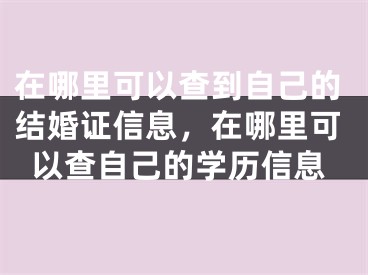 在哪里可以查到自己的结婚证信息，在哪里可以查自己的学历信息