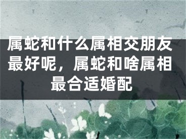 属蛇和什么属相交朋友最好呢，属蛇和啥属相最合适婚配