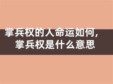 掌兵权的人命运如何,掌兵权是什么意思