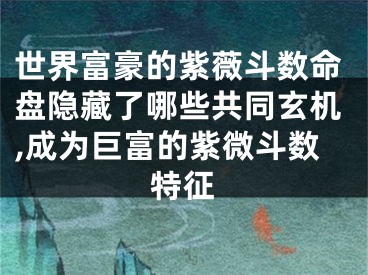 世界富豪的紫薇斗数命盘隐藏了哪些共同玄机,成为巨富的紫微斗数特征