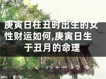 庚寅日柱丑时出生的女性财运如何,庚寅日生于丑月的命理