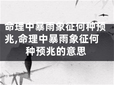 命理中暴雨象征何种预兆,命理中暴雨象征何种预兆的意思