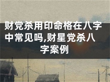 财党杀用印命格在八字中常见吗,财星党杀八字案例