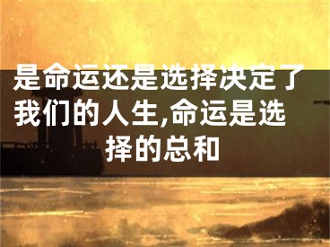 是命运还是选择决定了我们的人生,命运是选择的总和