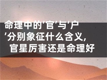 命理中的‘官’与‘户’分别象征什么含义,官星厉害还是命理好