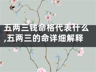 五两三钱命格代表什么,五两三的命详细解释