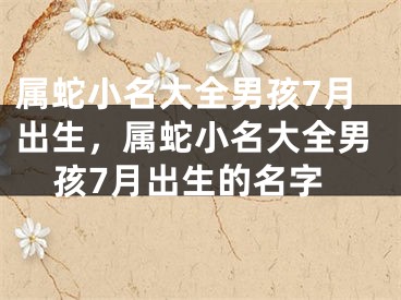属蛇小名大全男孩7月出生，属蛇小名大全男孩7月出生的名字