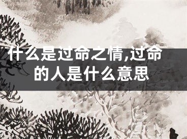 什么是过命之情,过命的人是什么意思