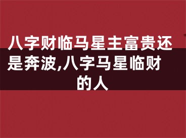 八字财临马星主富贵还是奔波,八字马星临财的人