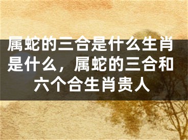 属蛇的三合是什么生肖是什么,属蛇的三合和六个合生肖贵人