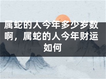 属蛇的人今年多少岁数啊，属蛇的人今年财运如何