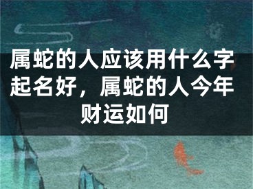 属蛇的人应该用什么字起名好，属蛇的人今年财运如何