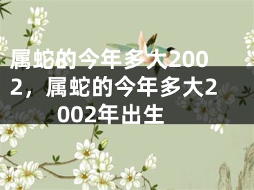 属蛇的今年多大2002，属蛇的今年多大2002年出生