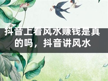 抖音上看风水赚钱是真的吗,抖音讲风水