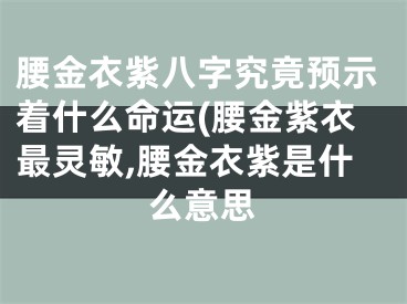 腰金衣紫八字究竟预示着什么命运(腰金紫衣最灵敏,腰金衣紫是什么意思