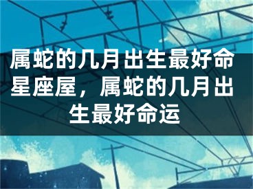 属蛇的几月出生最好命星座屋,属蛇的几月出生最好命运