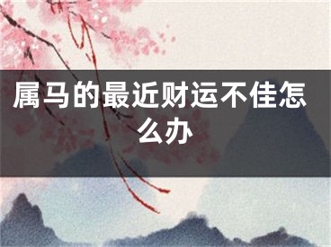 属马的最近财运不佳怎么办