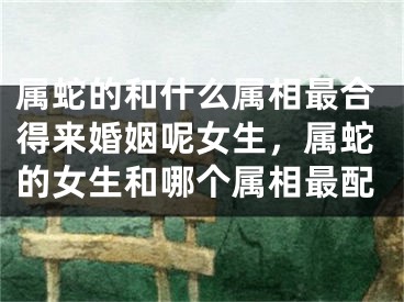 属蛇的和什么属相最合得来婚姻呢女生，属蛇的女生和哪个属相最配