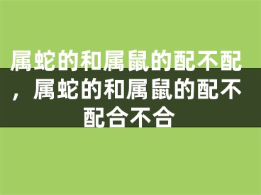 属蛇的和属鼠的配不配，属蛇的和属鼠的配不配合不合