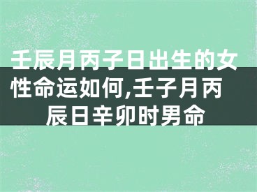壬辰月丙子日出生的女性命运如何,壬子月丙辰日辛卯时男命