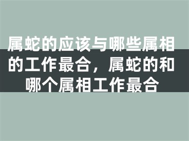 属蛇的应该与哪些属相的工作最合，属蛇的和哪个属相工作最合