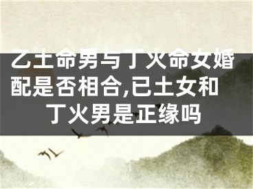 乙土命男与丁火命女婚配是否相合,已土女和丁火男是正缘吗