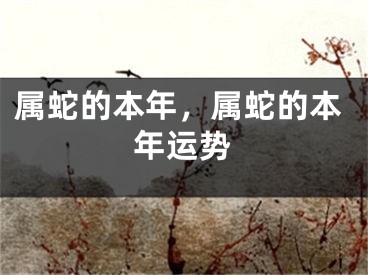 属蛇的本年，属蛇的本年运势