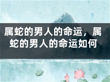 属蛇的男人的命运,属蛇的男人的命运如何