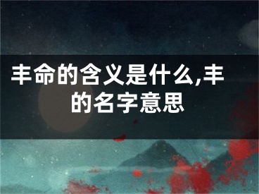 丰命的含义是什么,丰的名字意思