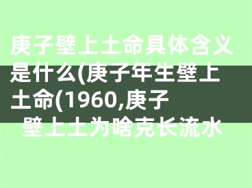 庚子壁上土命具体含义是什么(庚子年生壁上土命(1960,庚子壁上土为啥克长流水