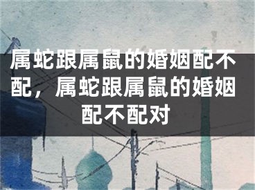 属蛇跟属鼠的婚姻配不配，属蛇跟属鼠的婚姻配不配对