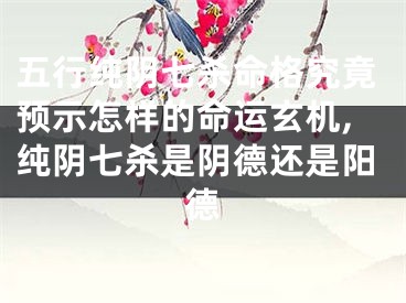 五行纯阴七杀命格究竟预示怎样的命运玄机,纯阴七杀是阴德还是阳德